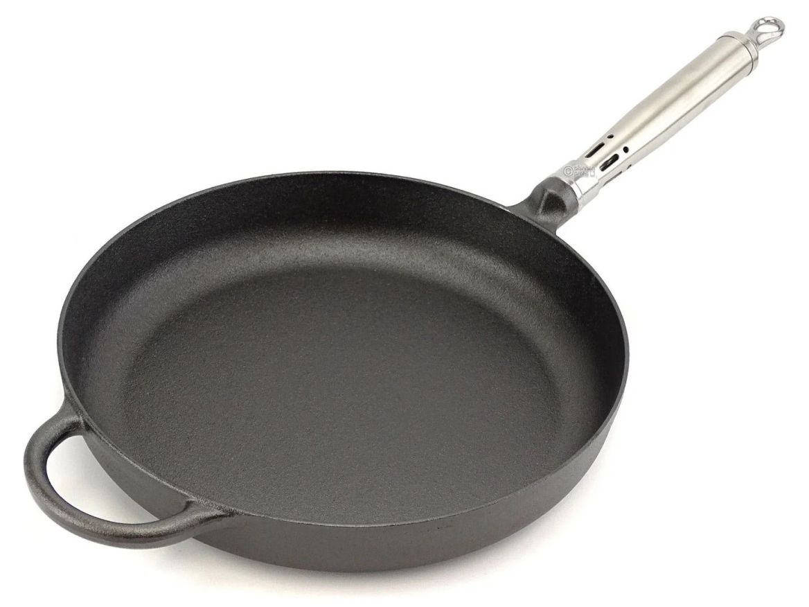 RONNEBY BRUK MAESTRO Gusseisen-Bratpfanne – 28 cm mit Edelstahlgriff, vorgebrannt und einsatzbereit