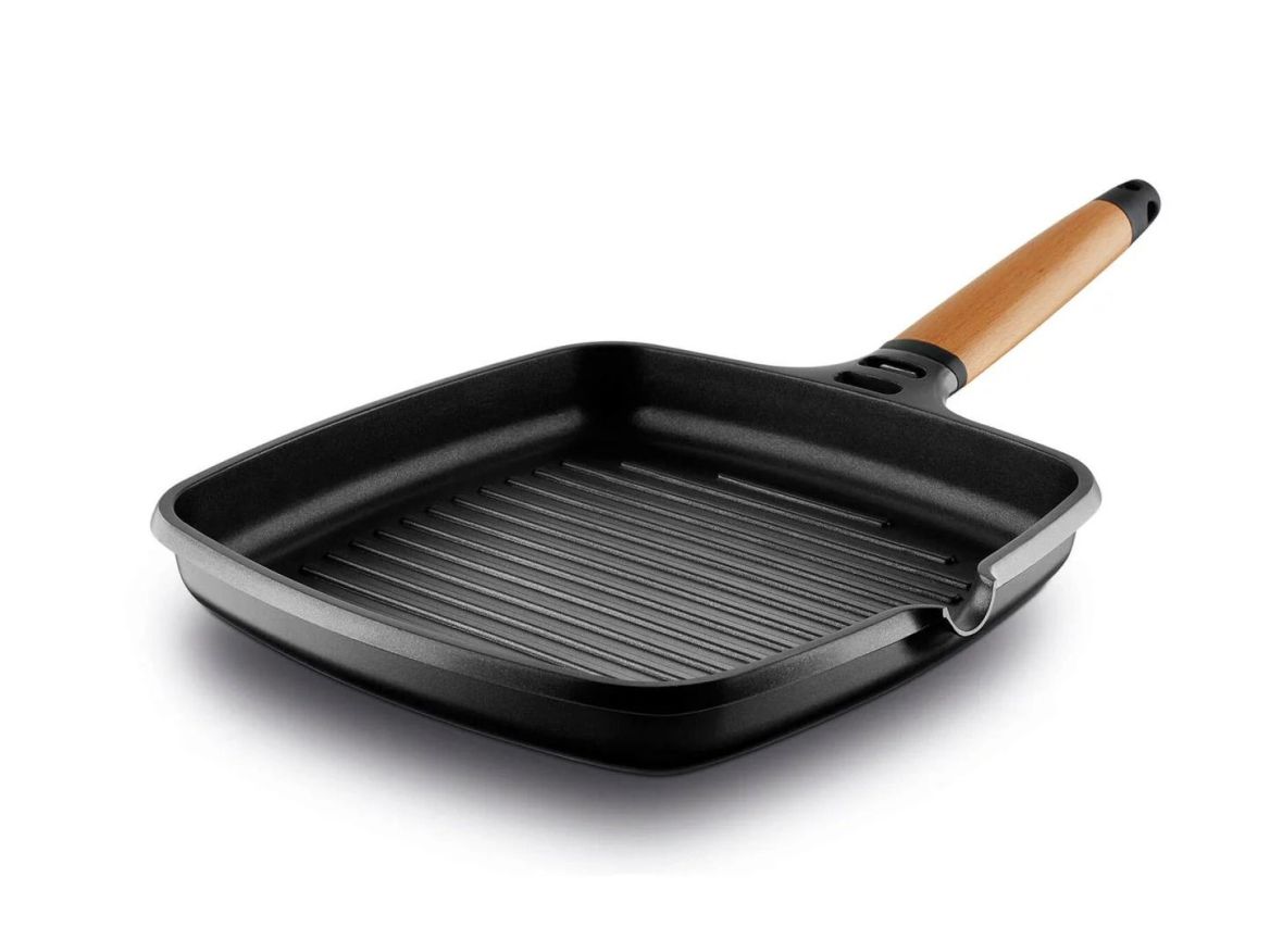 CASTEY CLASSIC Aluguss Mini-Grillpfanne – 22 x 22 cm mit abnehmbarem Griff, induktionsgeeignet