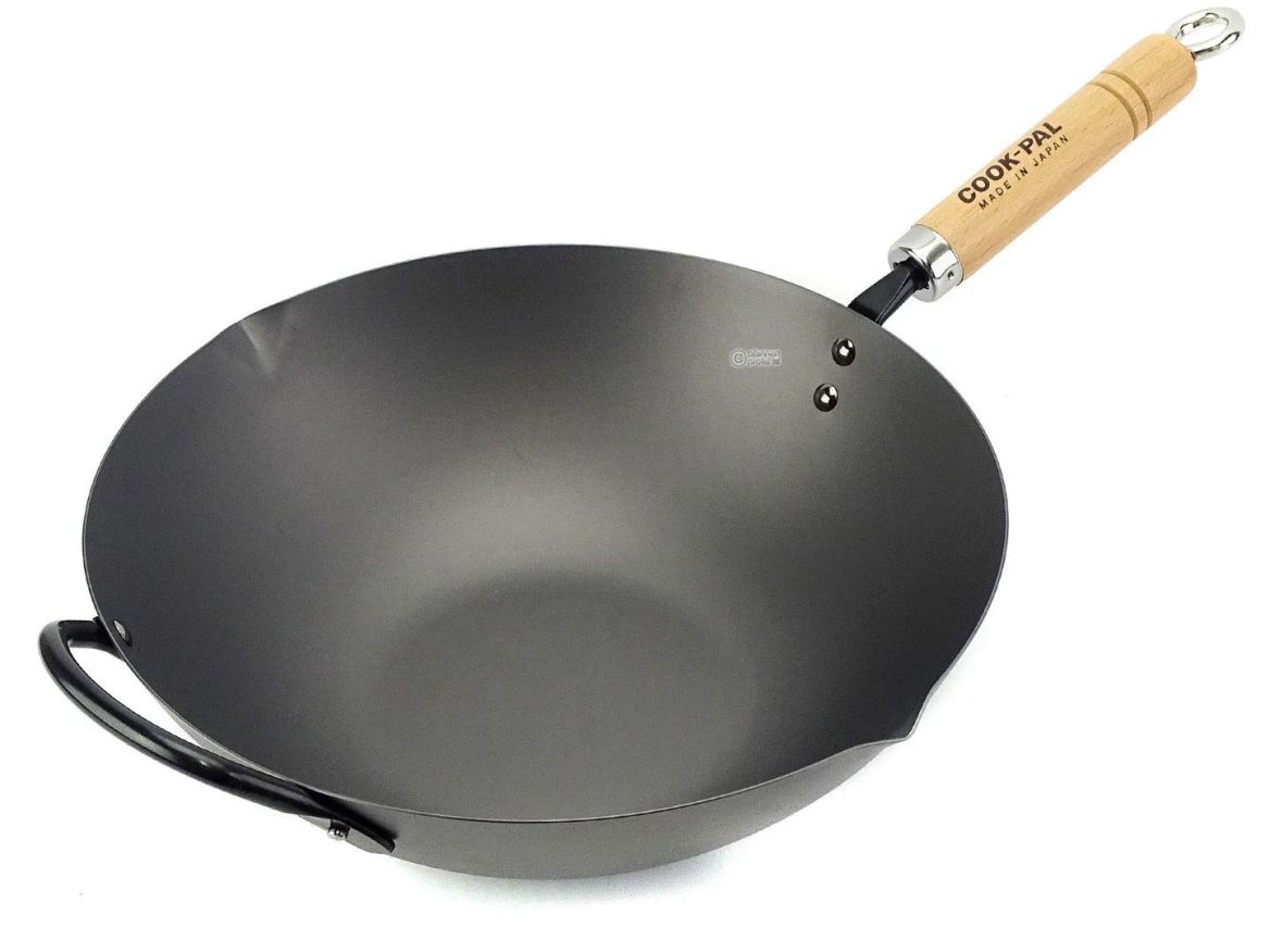 YOSHIKAWA REN Peking Eisenwok – 30 cm aus Carbonstahl, authentische Wokpfanne aus Japan